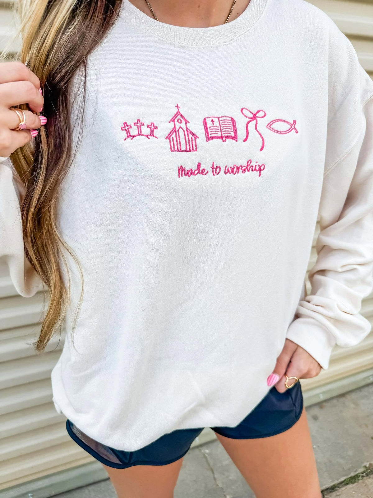 Made To Worship Trinkets Embroidered Sweatshirts