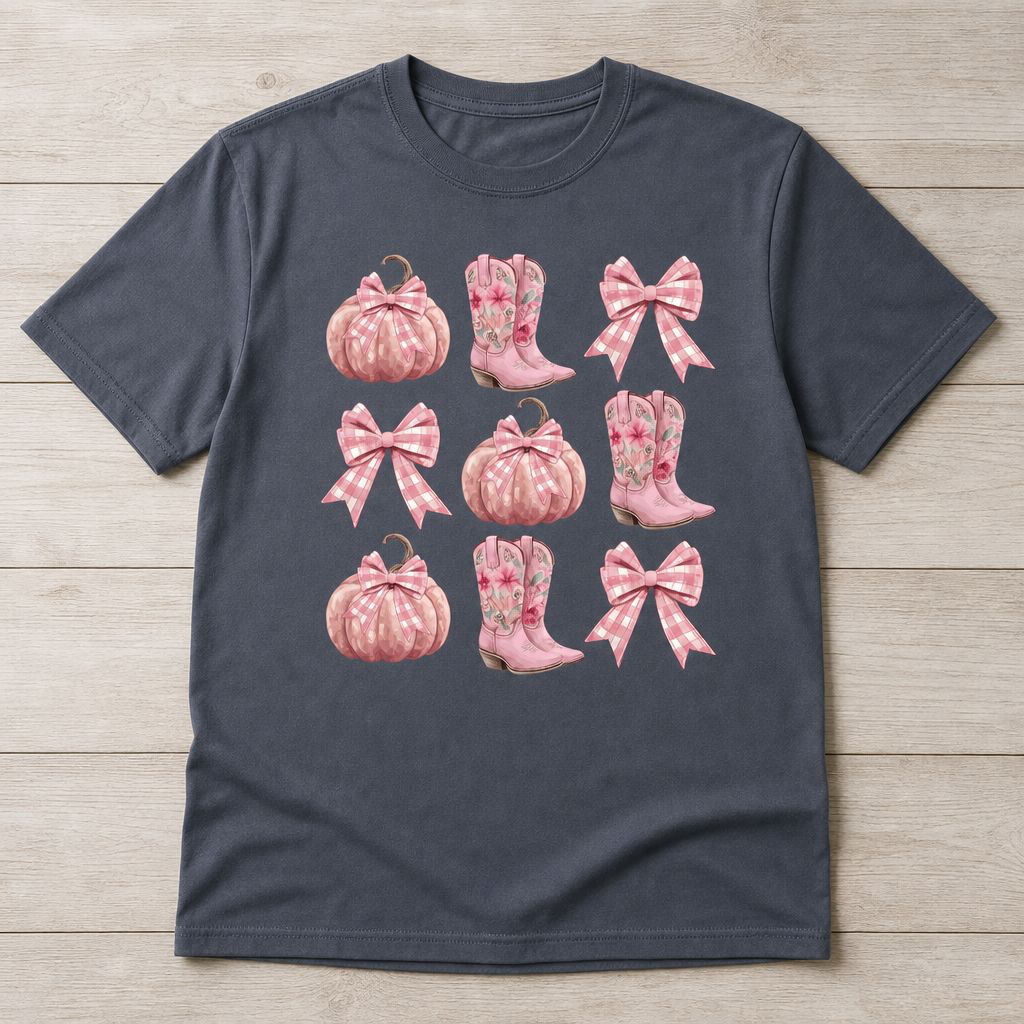 Pink Cowgirl Fall Boots Tee