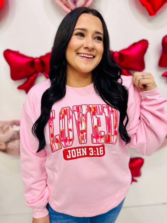 Loved Brush Stroke Bible Verse DTF Sweatshirt