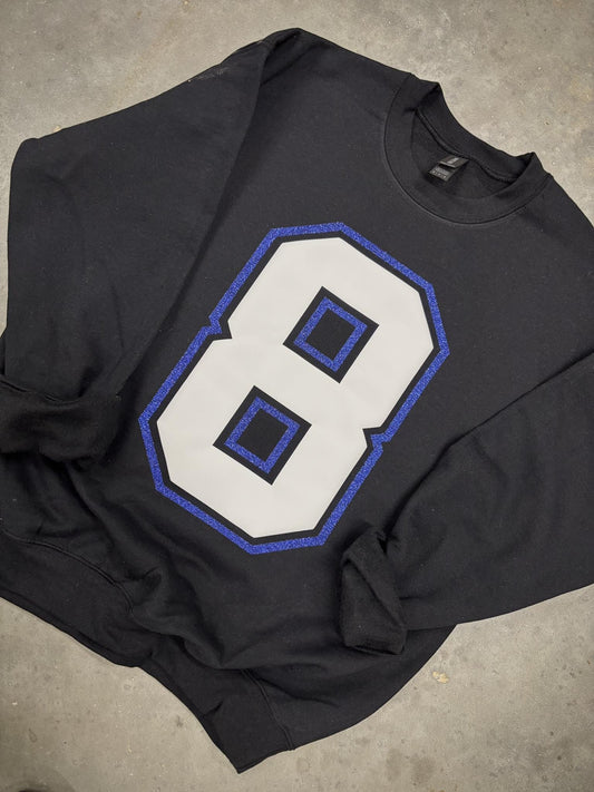 Varsity Number Double Puff Glitter Top