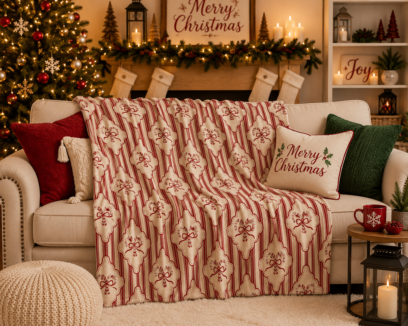 Striped Elegant CandyCane Blanket *Pre Order*