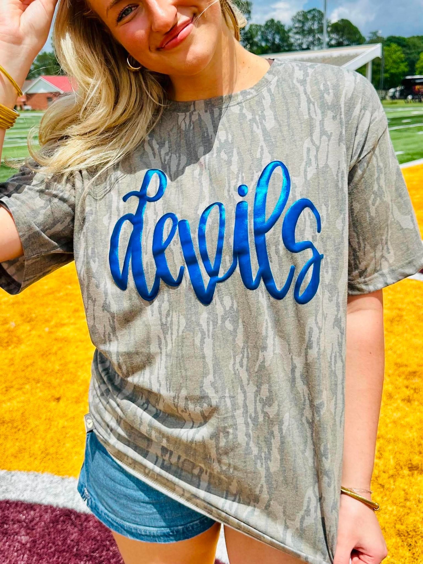 Camo Team Cursive GAME120 Puff Graphic