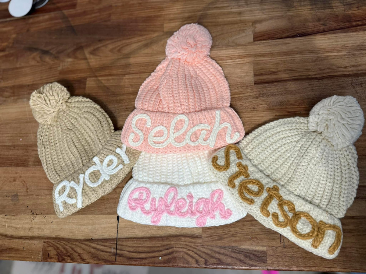 Handmade Embroidery Name Kids Beanies - WS
