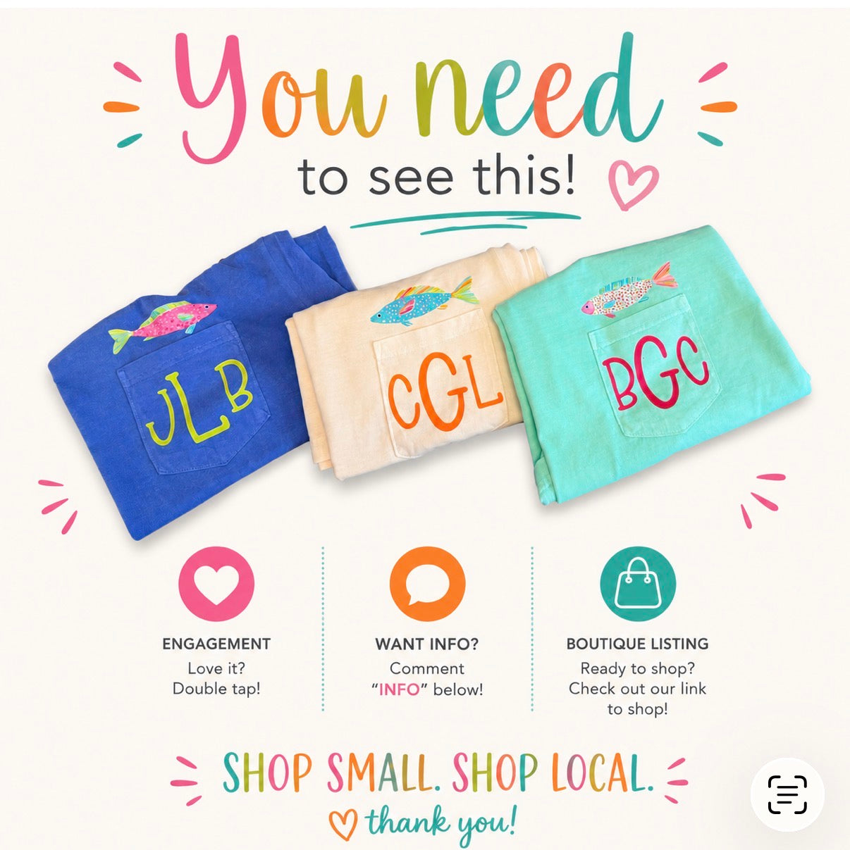 CUSTOM MONOGRAM FISH POCKET TEES - WS