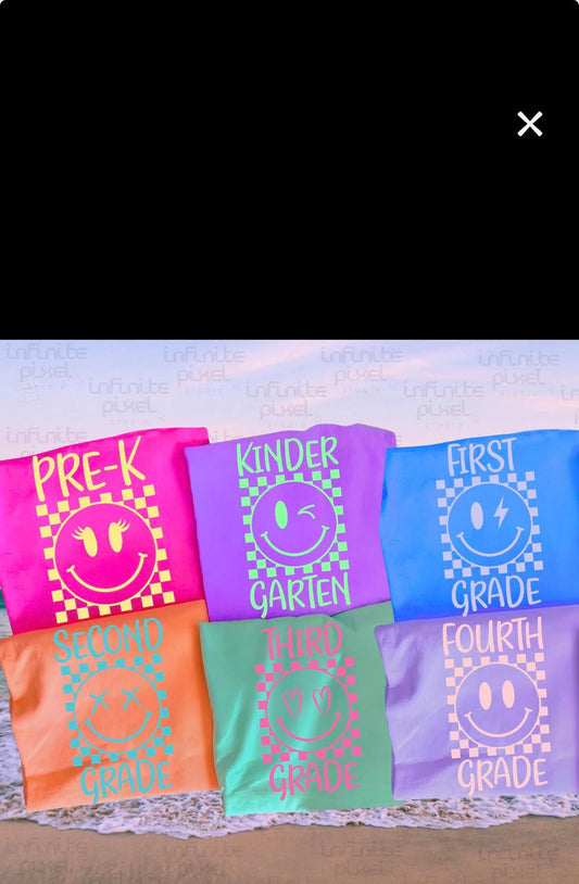 Checkered Puff Grade Smiley Tees - WS