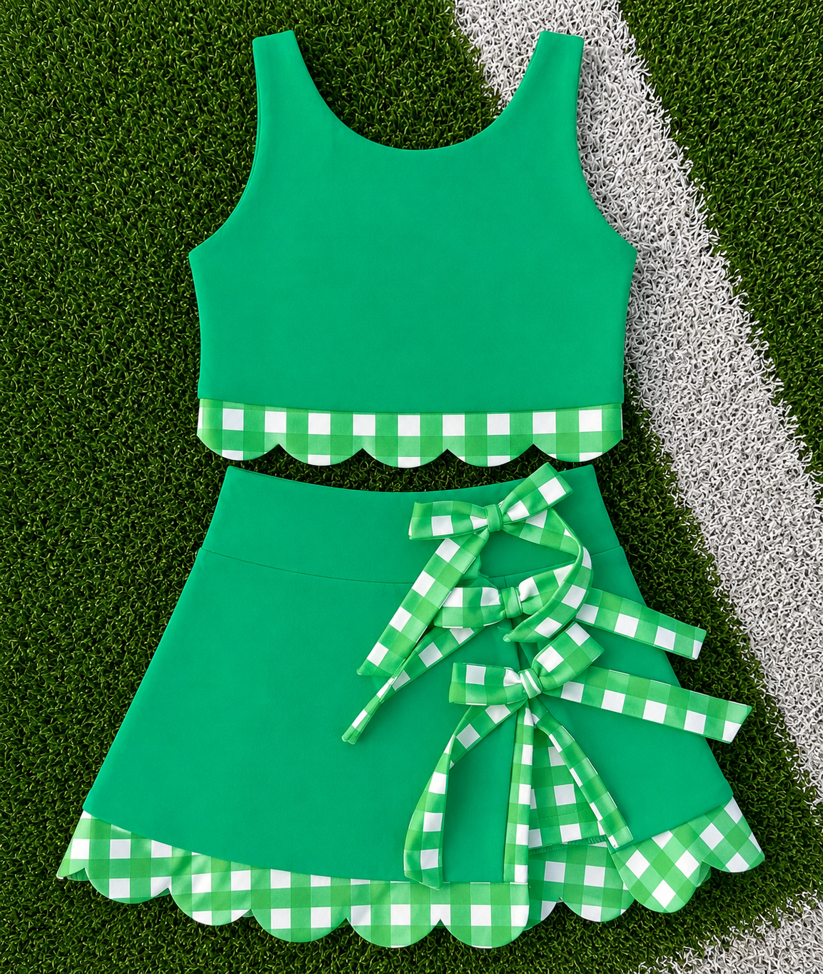 Custom Gingham Girls Two Piece Skirt Sets *Pre Order* *7 COLORS AVAILABLE*