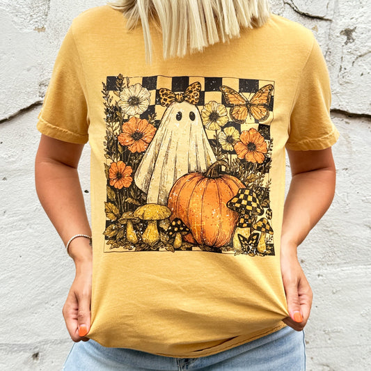 Checker Ghost Floral Soft Graphic Tee