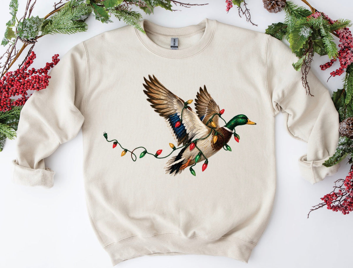 Duck with Christmas Lights Tee/Sweatshirt