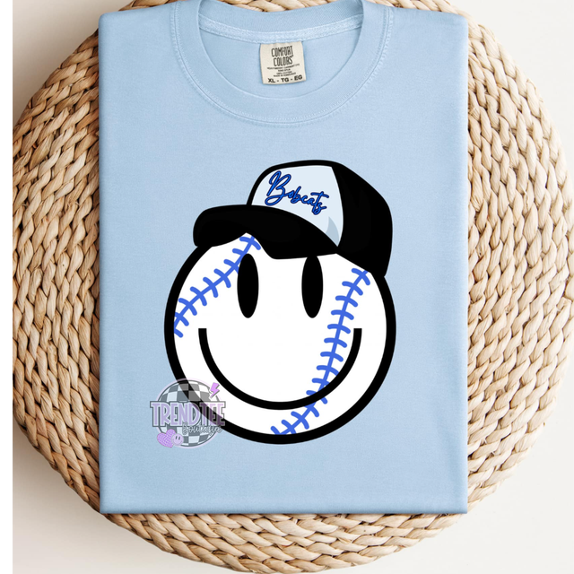 Bobcats Smiley Baseball Tee