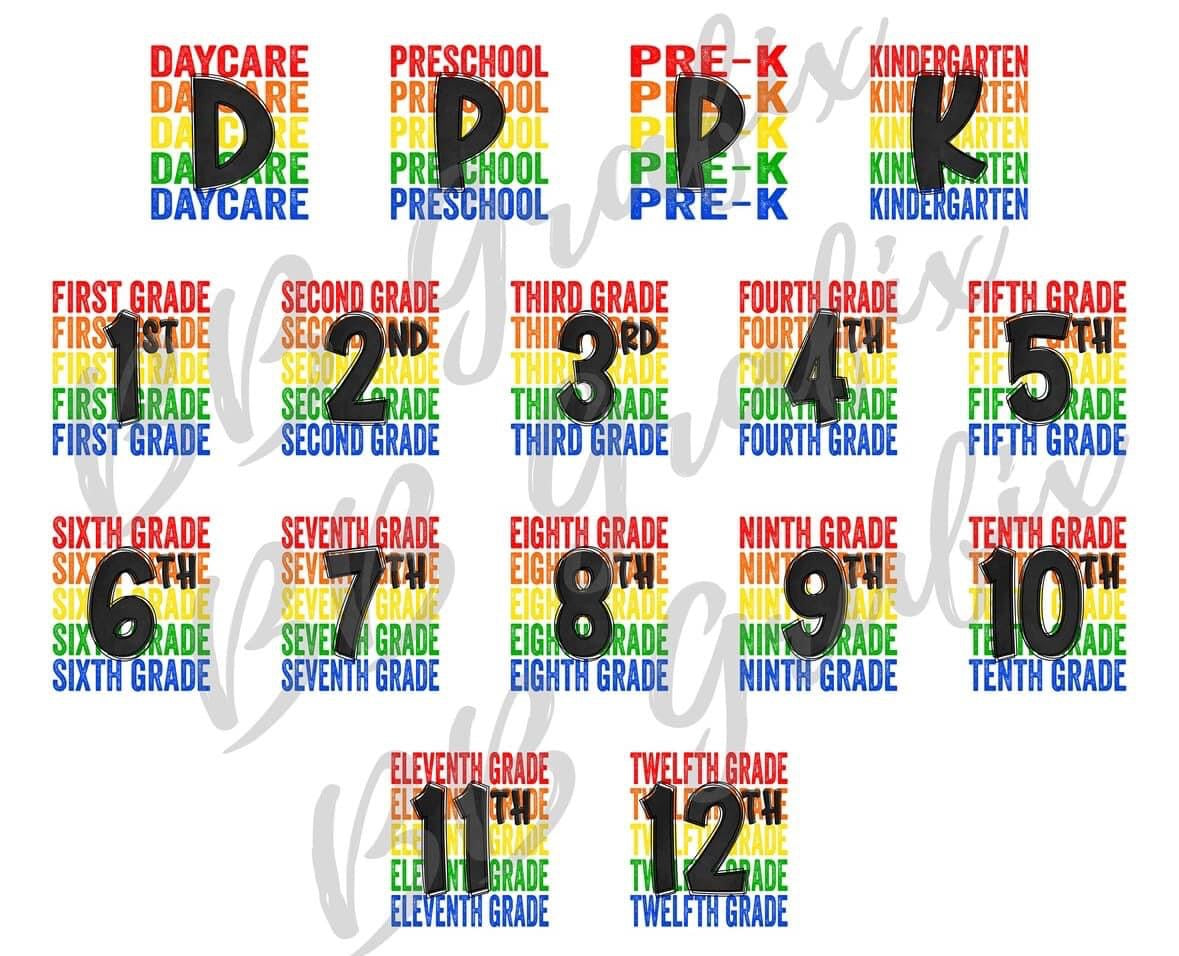 Adult standard rainbow color Stacked Grade Shirts - WS