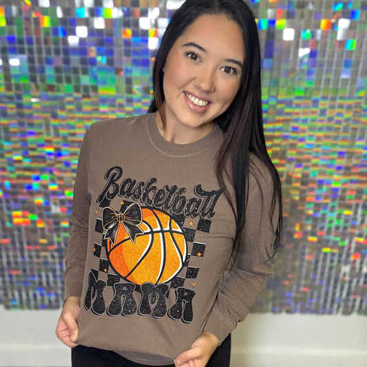 Basketball Mama Bow Graphic Tee D-1054