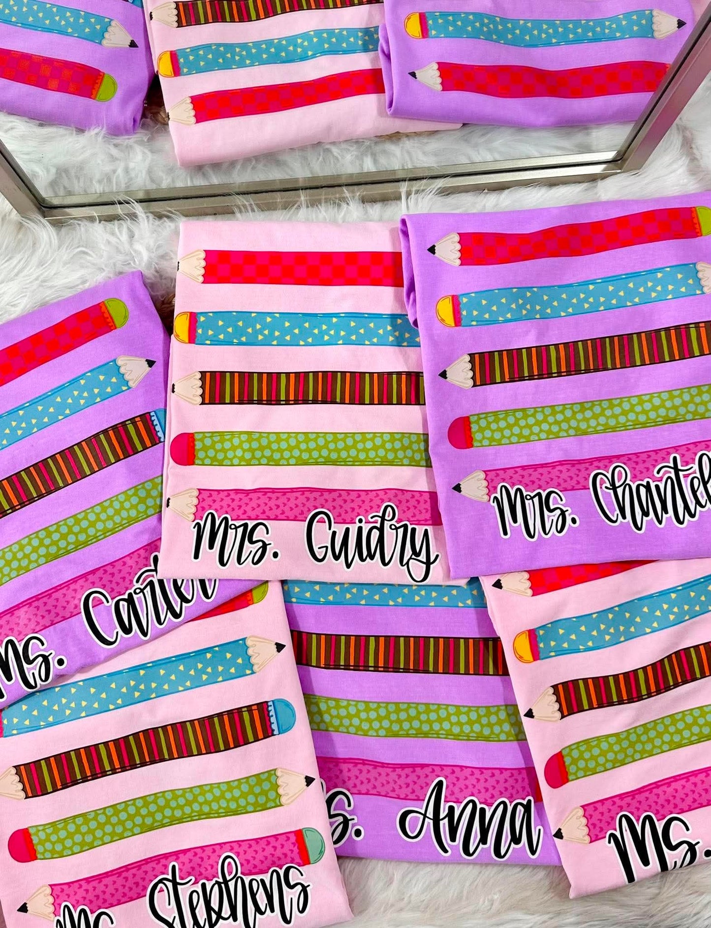 Stacked Pencil Teacher Custom TEACH11 Graphic DTF Top