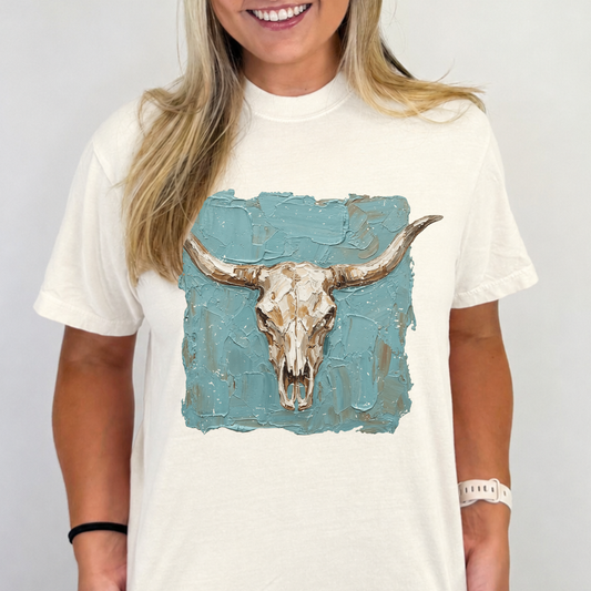 Brushstroke Cow Skull Tee #26144