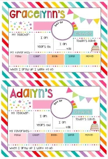First - Last Day of school Dry Erase boards - WS