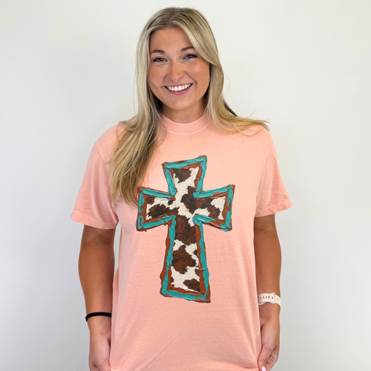 Cow Print Cross Tee #26138